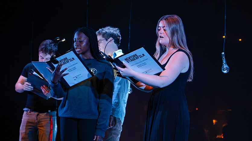 A rehearsal from NONE at the Nelly Goletti Theatre during New York Stage and Film’s Summer Season at Marist University. Photo by Nelson Echeverria/Marist University.