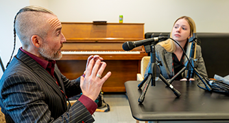 Image of Marist University's FoxDen podcast recording.