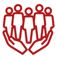 Marist University's icon of hands holding people representing Counseling Services.