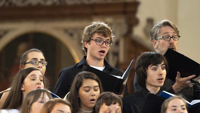 Nick Bayer '16 with Marist Choral group