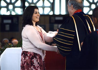 Cathy DeBlase Mulzer at baccalaureate ceremony with Dr. Dennis Murray