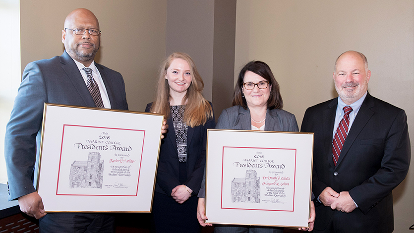 Kevin White, Kristen Semple '18, Director of the Center for Civic Engagement and Leadership Melissa Gaeke, and President Yellen