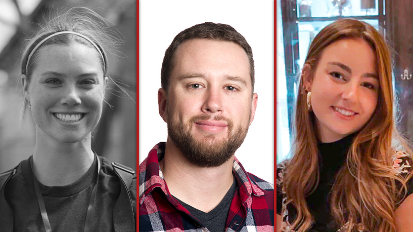 (Left to Right) Emma Butzler ‘22, Assistant Professor Dr. Zion Klos, Carli Piretra ’23