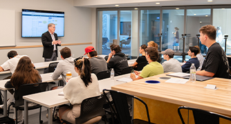Marist University Summer Pre-College Business students in the Dyson Center.