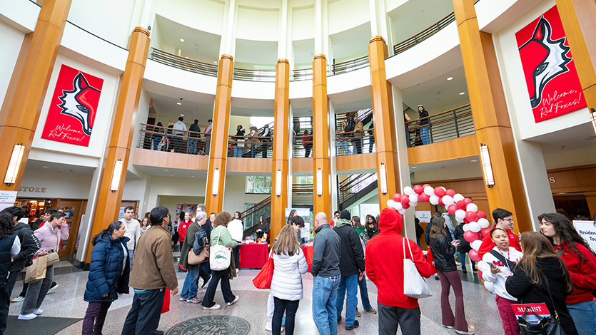 Image of Prospective students gathered in the Rotunda for Admitted Students Day. Photo by Carlo de Jesus/Marist University.  