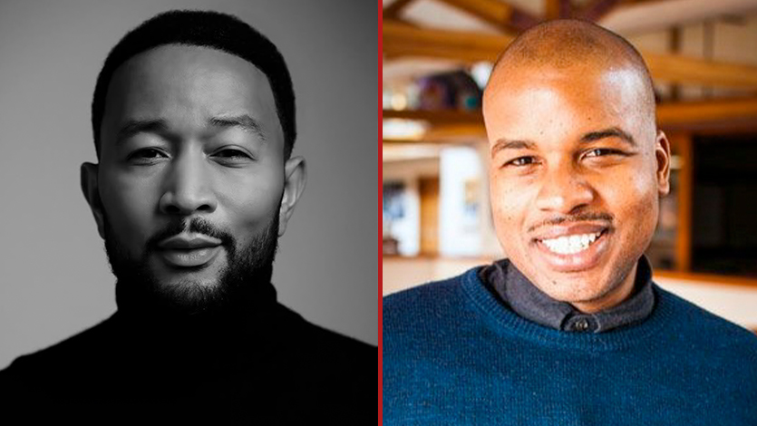 Side-by-side images of John Legend and Marcus Gardley.