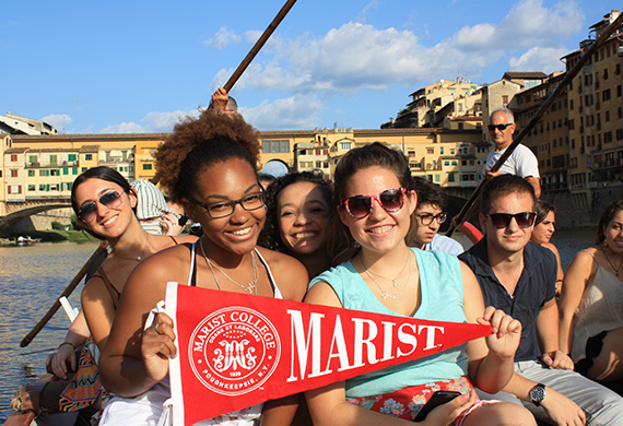 Photo of students in a gondola