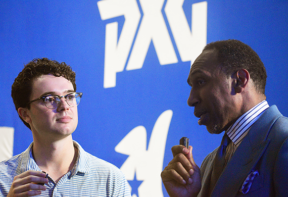 Luke Sassa '25 gets an exclusive interview with Stephen A. Smith. Photo by Cara Lacey ’27/M. 