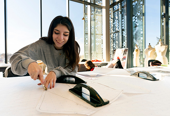 Fashion student working