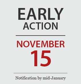 Image of Marist University's Early Action date, November 15 and early action deadline.