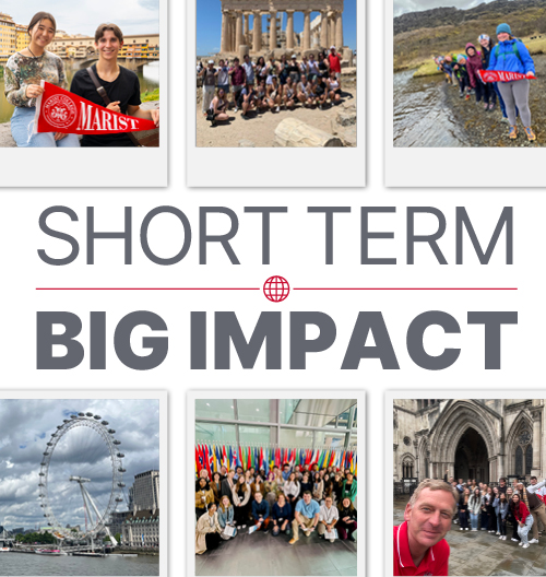 Image of Marist Magazine cover with text Short Term, Big Impact.