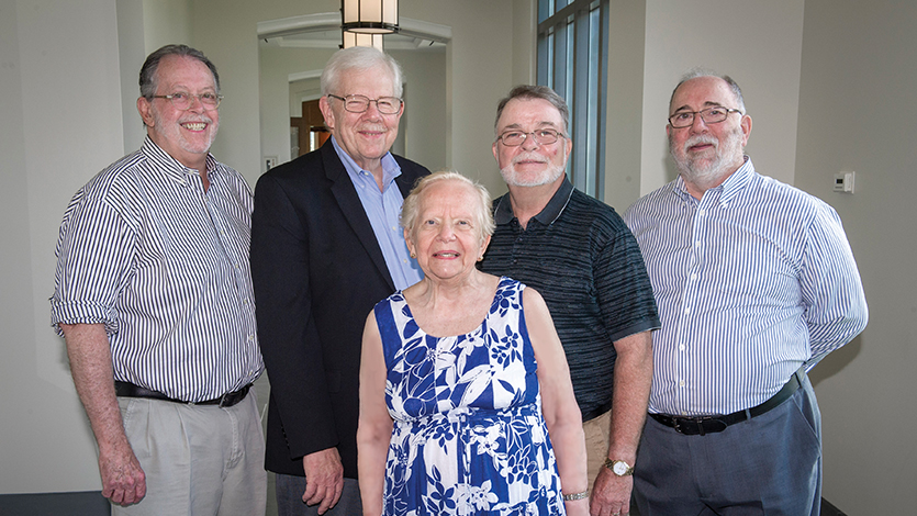 Dorothy Willis with fellow Class of 1968 members left to right Don Brown, John Ritschdorff, Dan Kuffner, and Joe Walsh