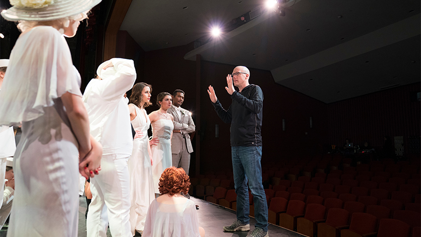 Professor Matt Andrews on the 2018 set of Anything Goes