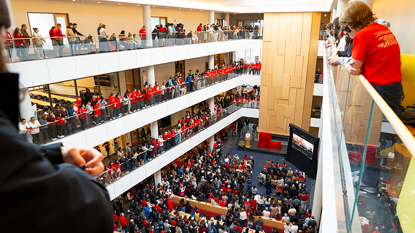 Image of the Dyson Center packed with attendees at the University Day celebration.