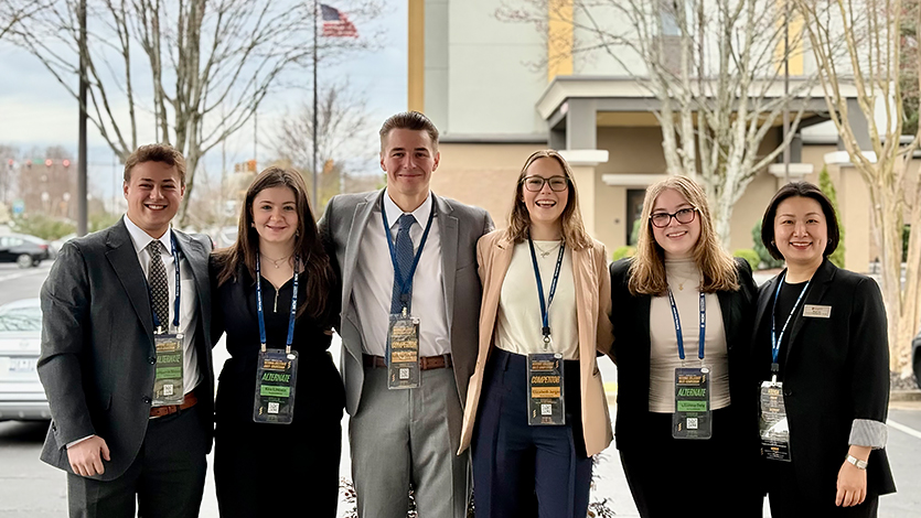 Image of students at sales competition. 