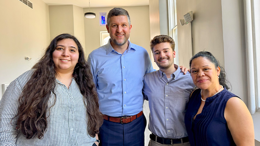 Image of Samantha Romero Rodriguez, Rep. Pat Ryan, Jacob Gresens '25, and Gabriela Vega-Matthews.