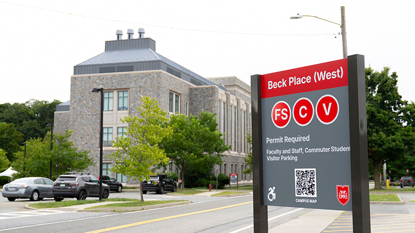 Image of new Beck Place parking sign.