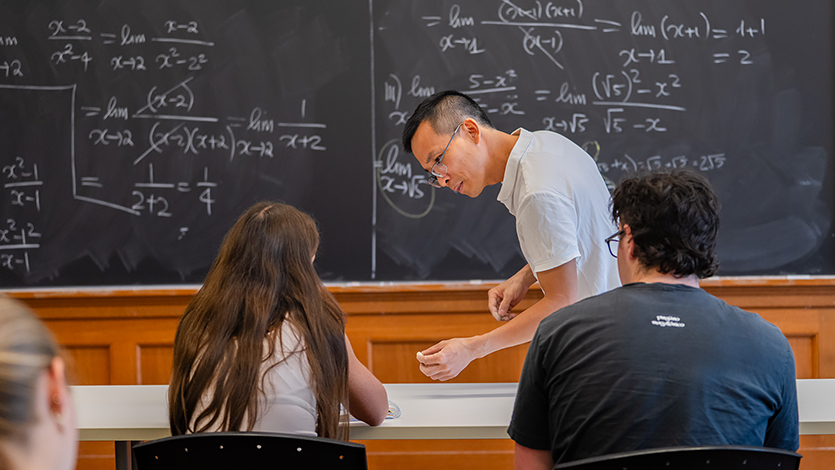 Image of Dr. Duy Nguyen in his classroom in Hancock Center.