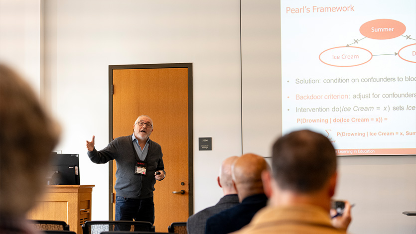 Image of Dr. Eitel Lauria during a session on Machine Learning