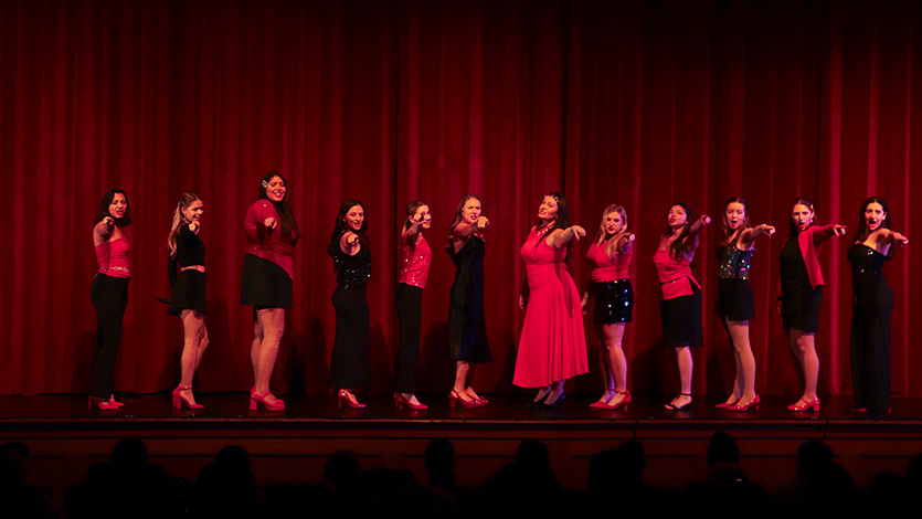 Image of Sirens perform “The Sparkling Diamond” from Moulin Rouge! The Musical during Marist Singer’s Night on Broadway 2025 show. 