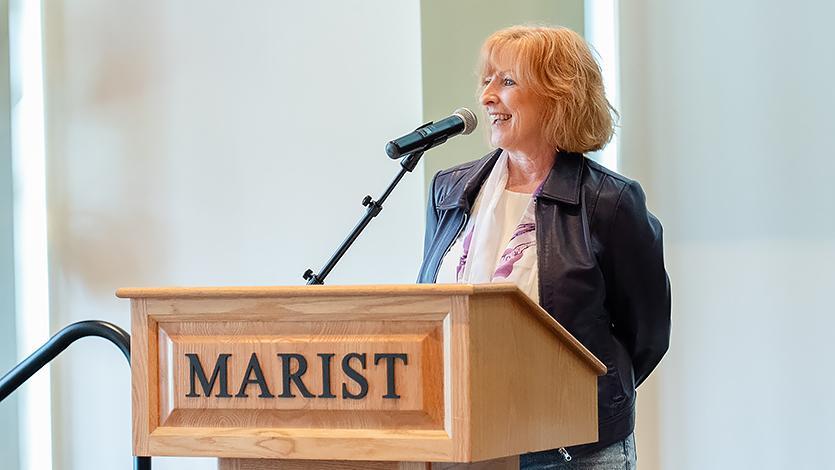 Associate Professor of Psychology Dr. Elizabeth Quinn describes her colleagues as the “magic” behind Marist at the Milestone and Farewell Celebration.