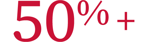 Image of 50 percent plus graphic.