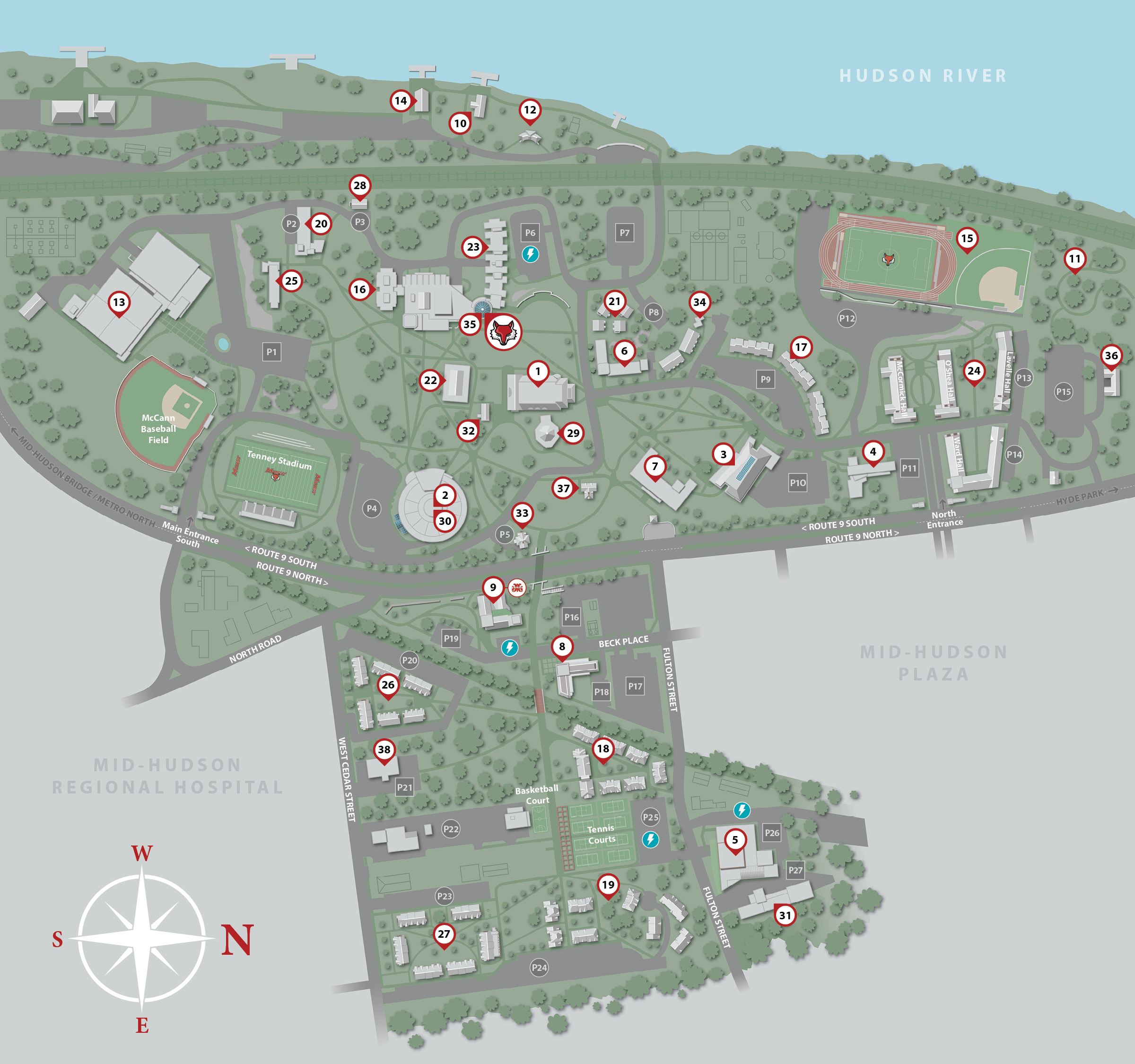 Image of Marist Poughkeepsie campus map.