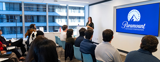 Marist University image: students listen to an information session at Paramount.
