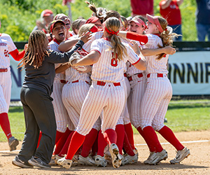 Marist University image: Softball team celebrates MAAC win.