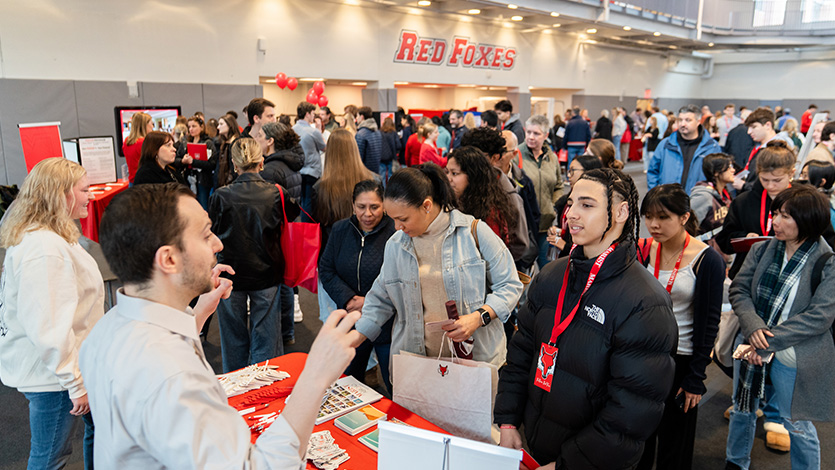 Image of Admitted Student Day 2025 in the McCann Center at Marist University.