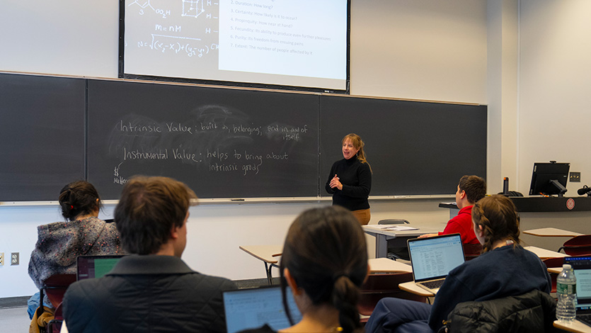 Marist University image: Dr. Sasha Biro teaches her Ethics of AI course.