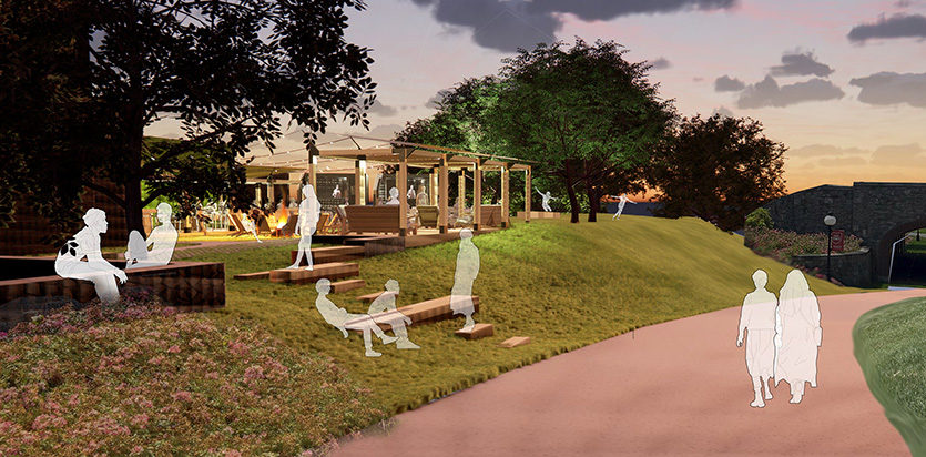 Marist University Image: Rendering of new outdoor dining area on campus.