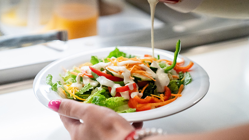 Marist University Image: Fresh salads and nutritious meal options are prepared daily by Marist Dining Services. Photo by Carlo de Jesus/Marist University.