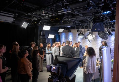Image of students on in the USA TODAY studio.