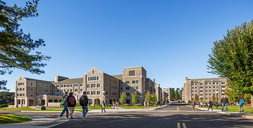 Marist University Image: The North End residence halls — Ward, Lavelle, O’Shea and McCormick — designed by Robert A.M. Stern Architects and completed between 2016 and 2018, transformed the north side of campus. Photo by Peter Aaron/Otto for Robert A.M. Stern Architects