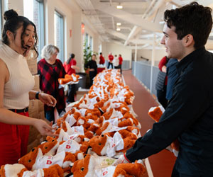 Image of a student at the Marist University Day block party.