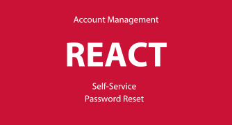 Marist red background with the words Account Management REACT Self-Service Password Reset on it.