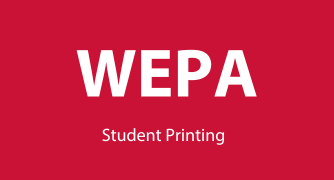 Marist red background with the words WEPA Student Printing on it.
