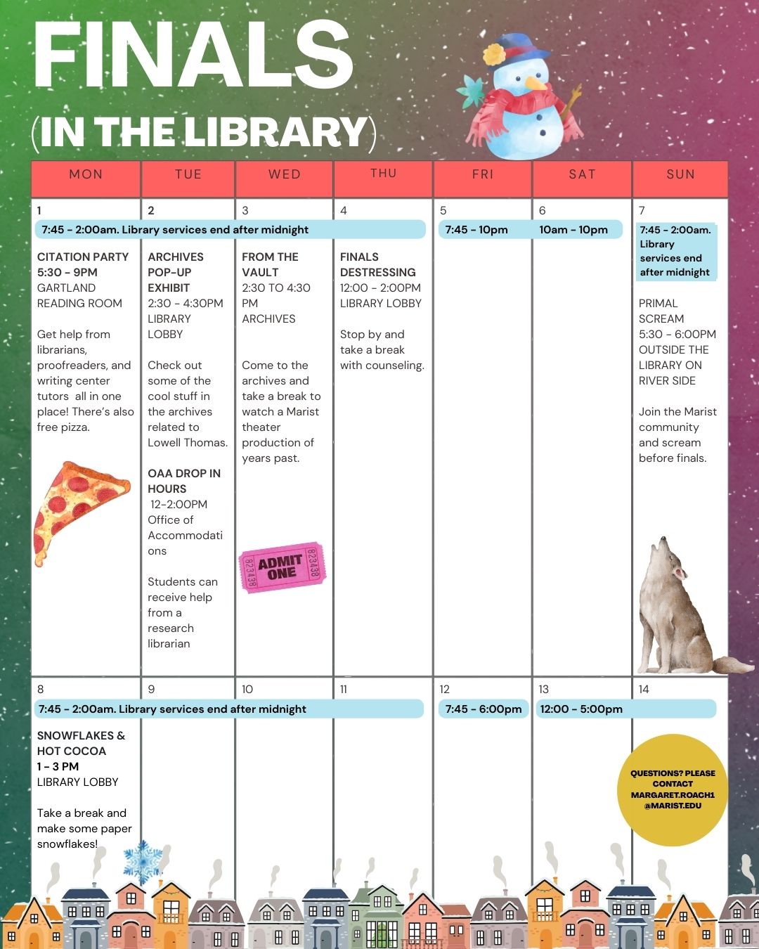 A calendar of events for the Final weeks of the Fall 2025 Semester.